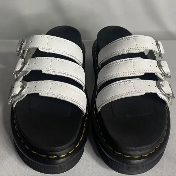 Dr Martens Blaire Slide Womens White 3 Strap Buckle Platform Sandals - Picture 2 of 5